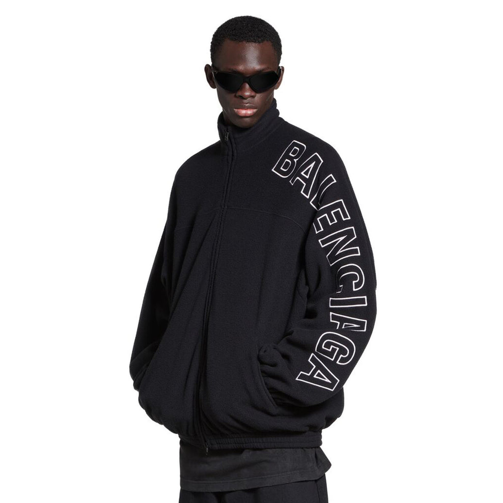 Balenciaga Men's Women's Fall Logo Printed Black Standing Collar Zipper Long Sleeve Loose Outline Tracksuit Jacket Casual Trousers #98346