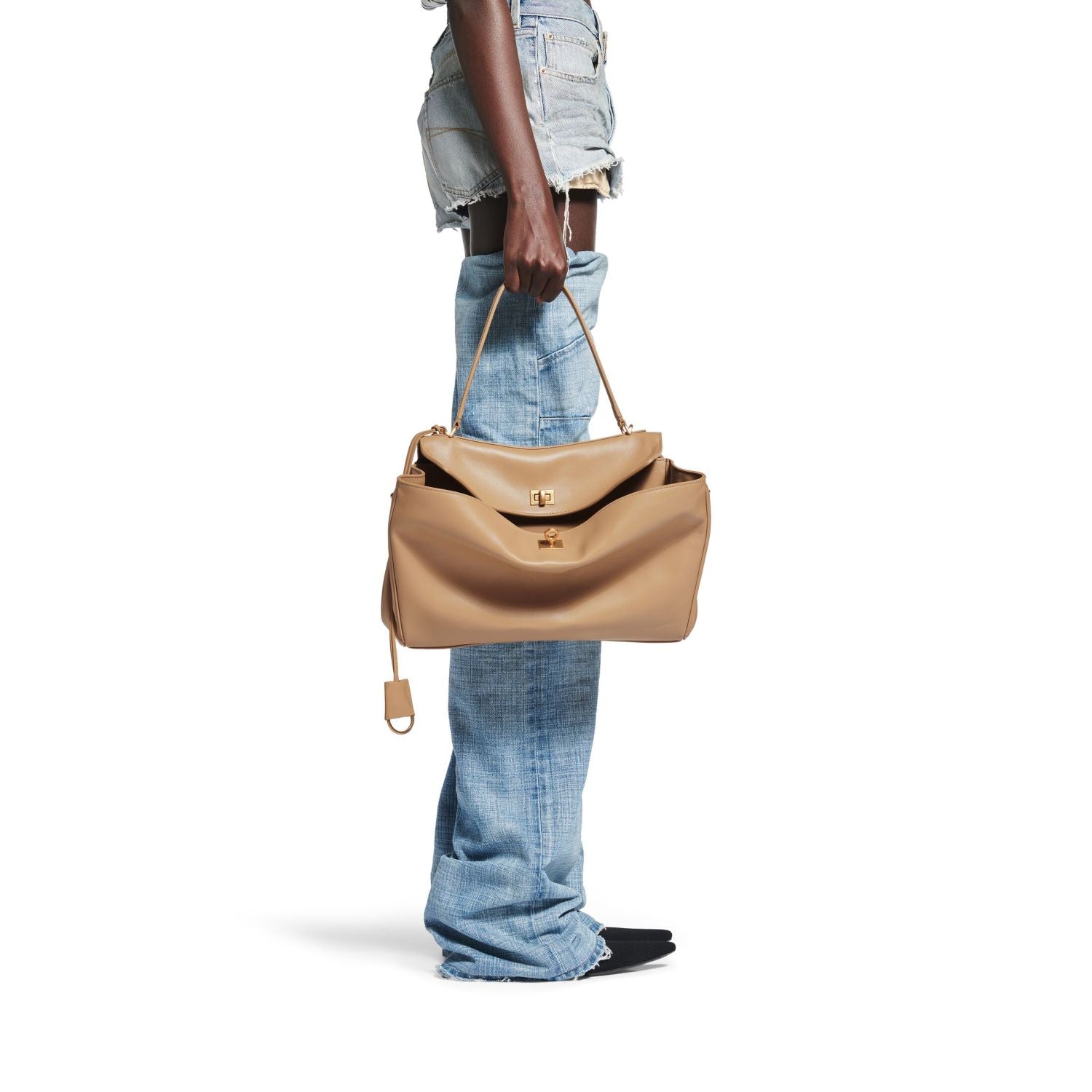 Balenciaga Women's Fashion Rodeo Medium Handbag Casual Pure Color Cowhide Leather Shoulder Crossbody Bags Bags 7897722AA4U1000 Ngvp #9916