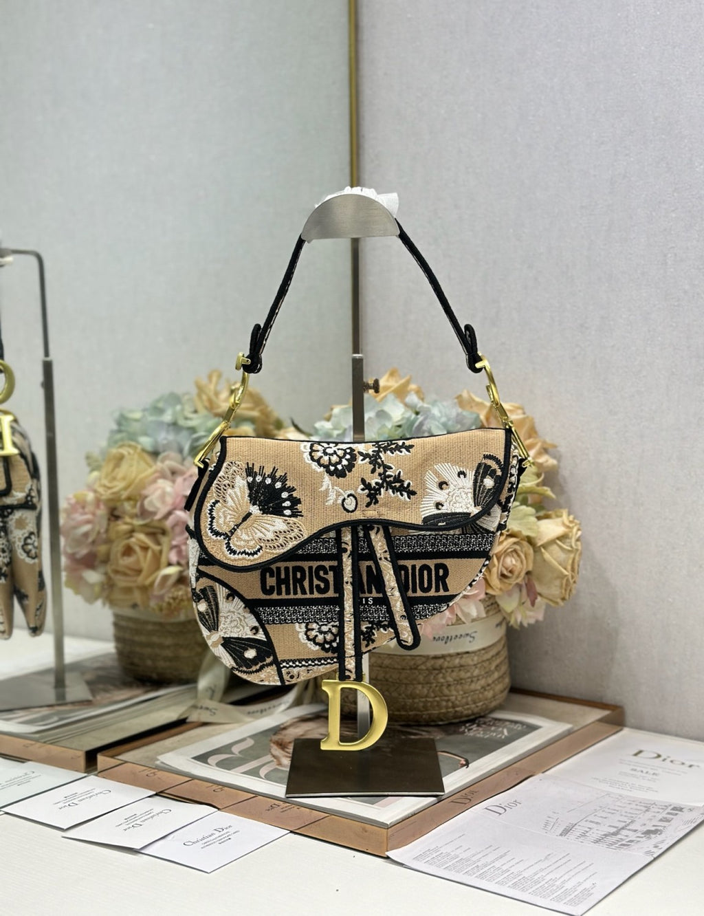 Dior Women's Saddle Bag Stirrup And D-ring Charm Multi-coloured Embroidered Butterfly Design Flap Saddle Bag Handbag And Shoulder Bags M0446CESE-M918 #197332