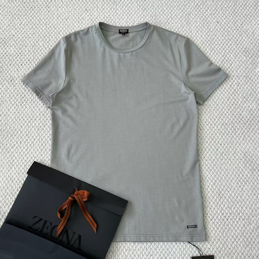 Ermenegildo Zegna Men's Summer Solid Color Cotton Crew Neck Short Sleeve T-Shirt - Breathable & Casual Summer Wear #75691
