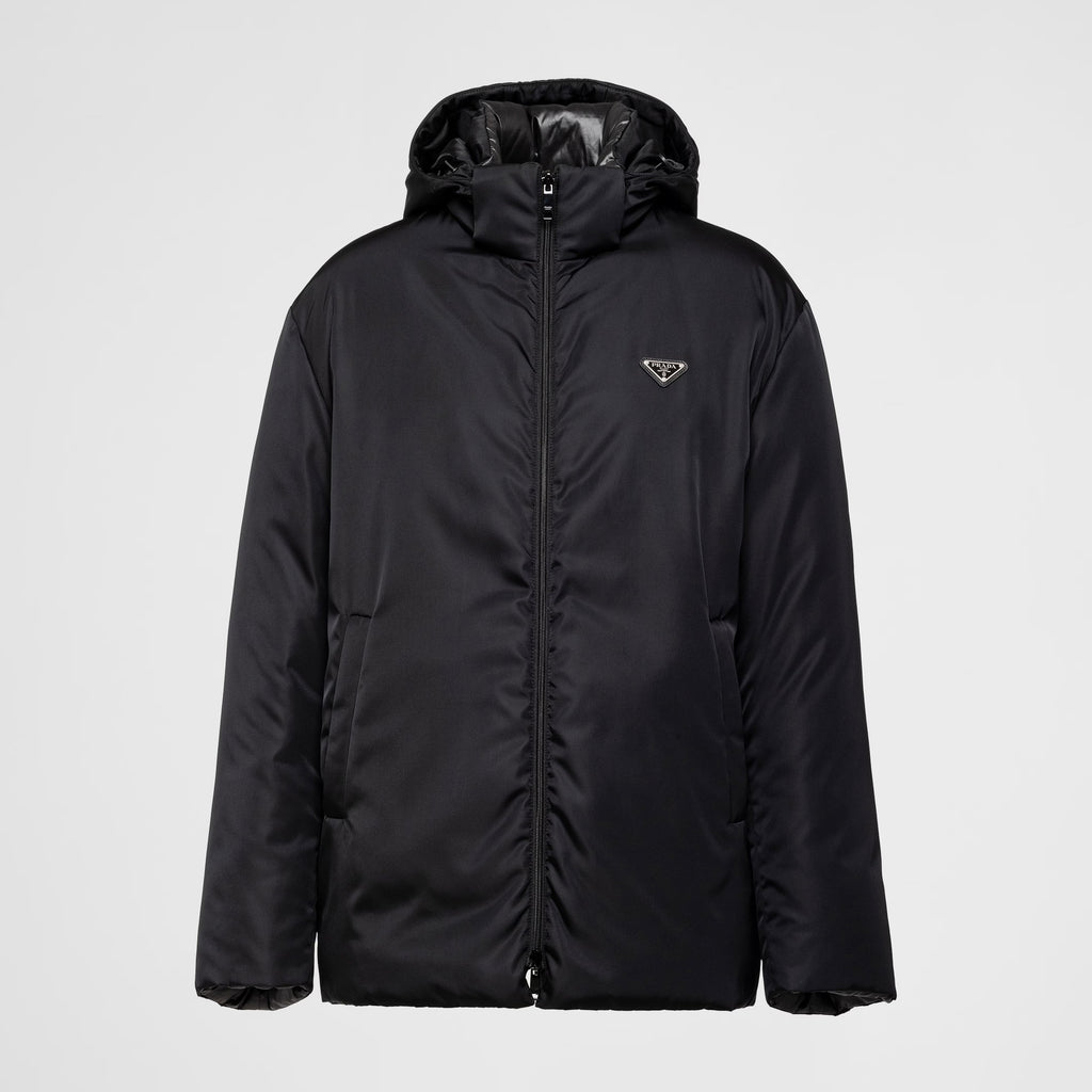 Prada Men's Fall And Winter Black Nylon Reversible Zipper PufferDown Long Sleeve Jacket #73712