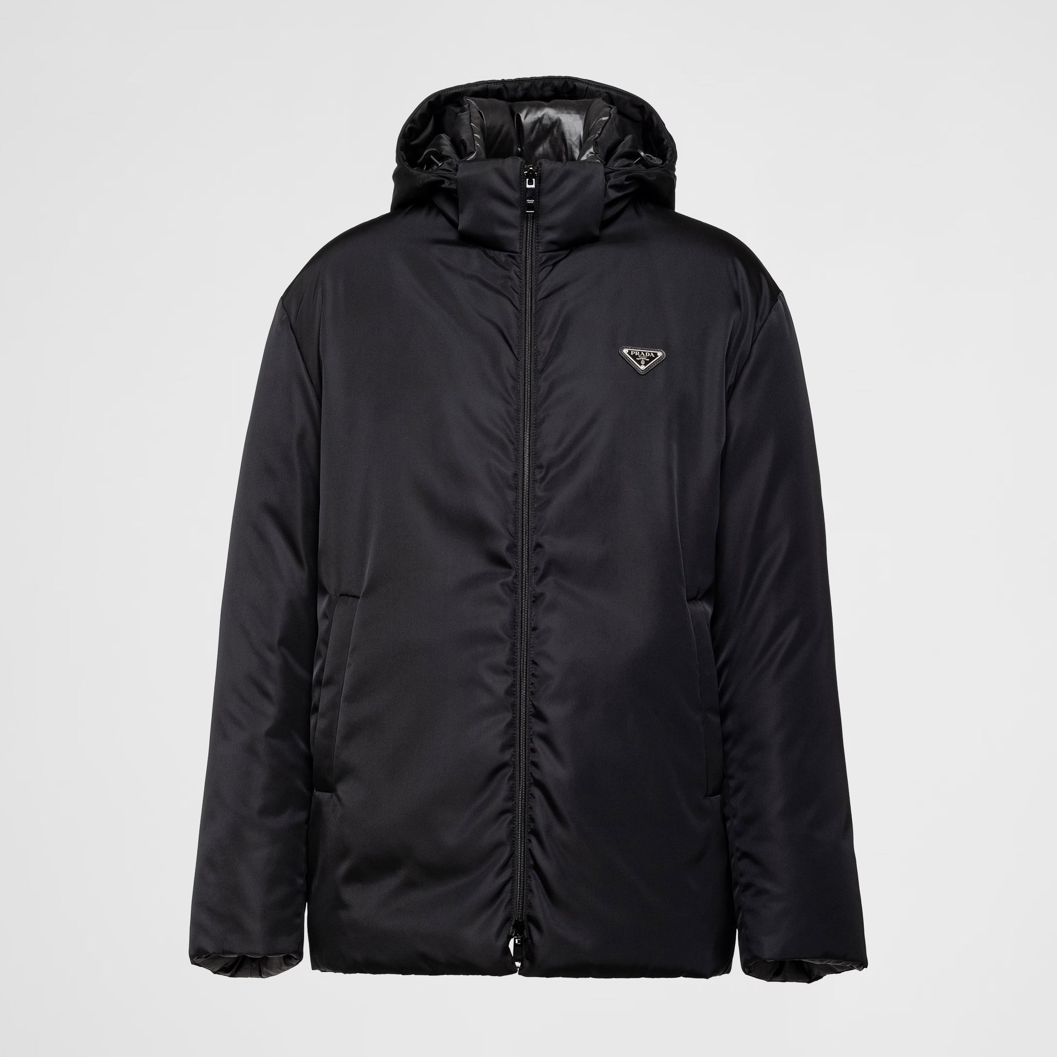 Prada Men's Fall And Winter Black Nylon Reversible Zipper PufferDown Long Sleeve Jacket #73712