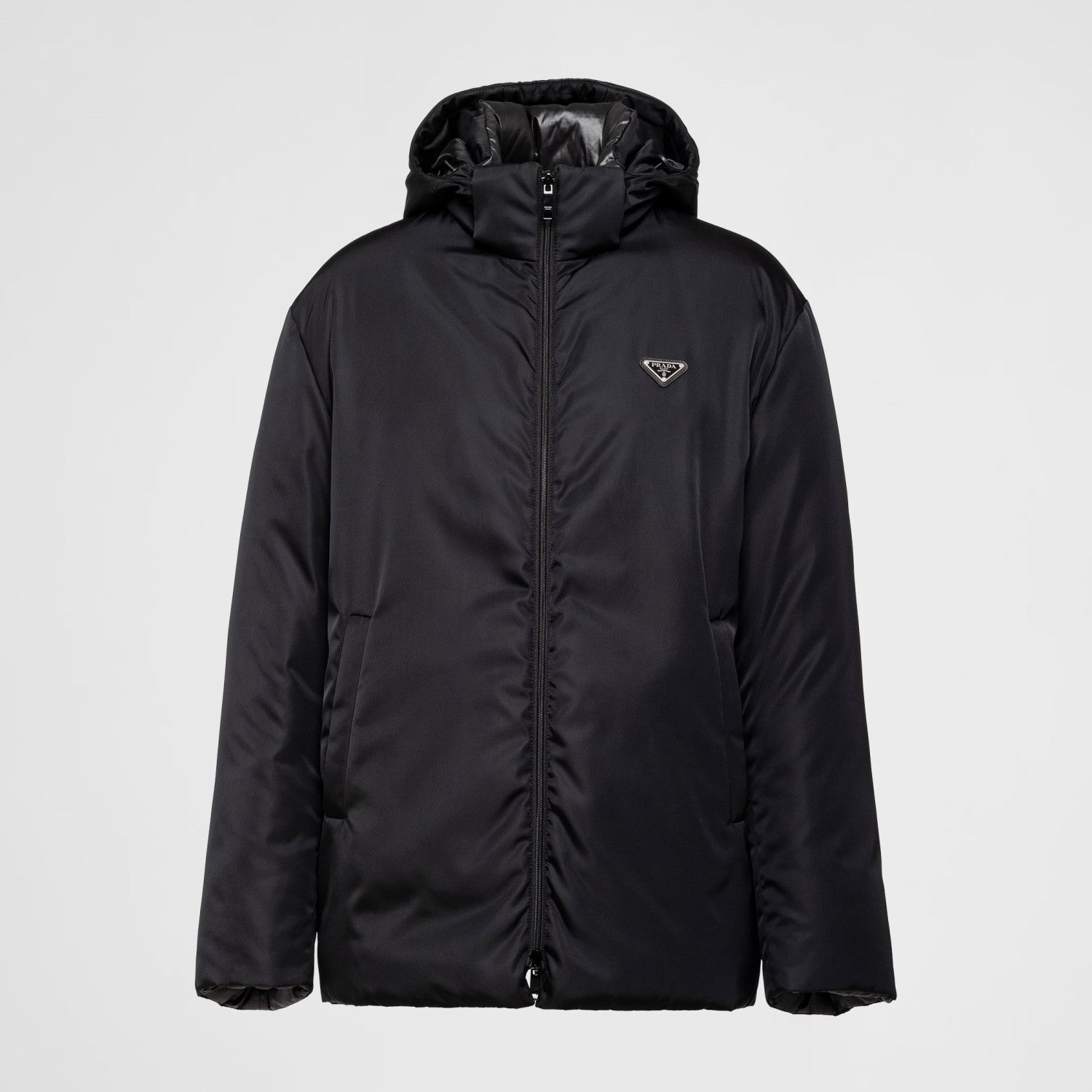 Prada Men's Fall And Winter Black Nylon Reversible Zipper PufferDown Long Sleeve Jacket #73712