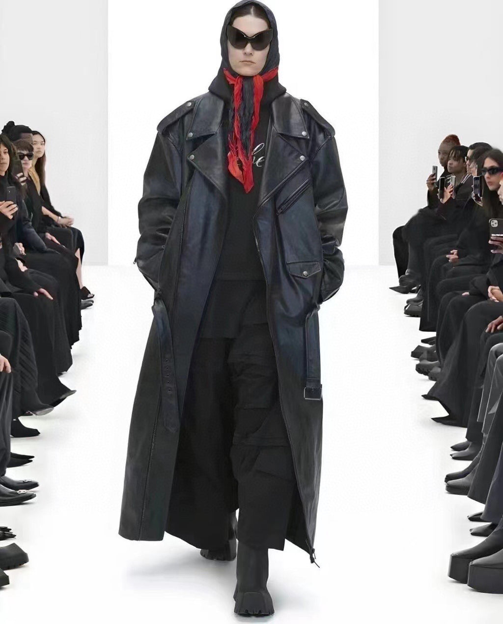 Balenciaga Black Leather Vintage Long Jacket Ngvp #6657