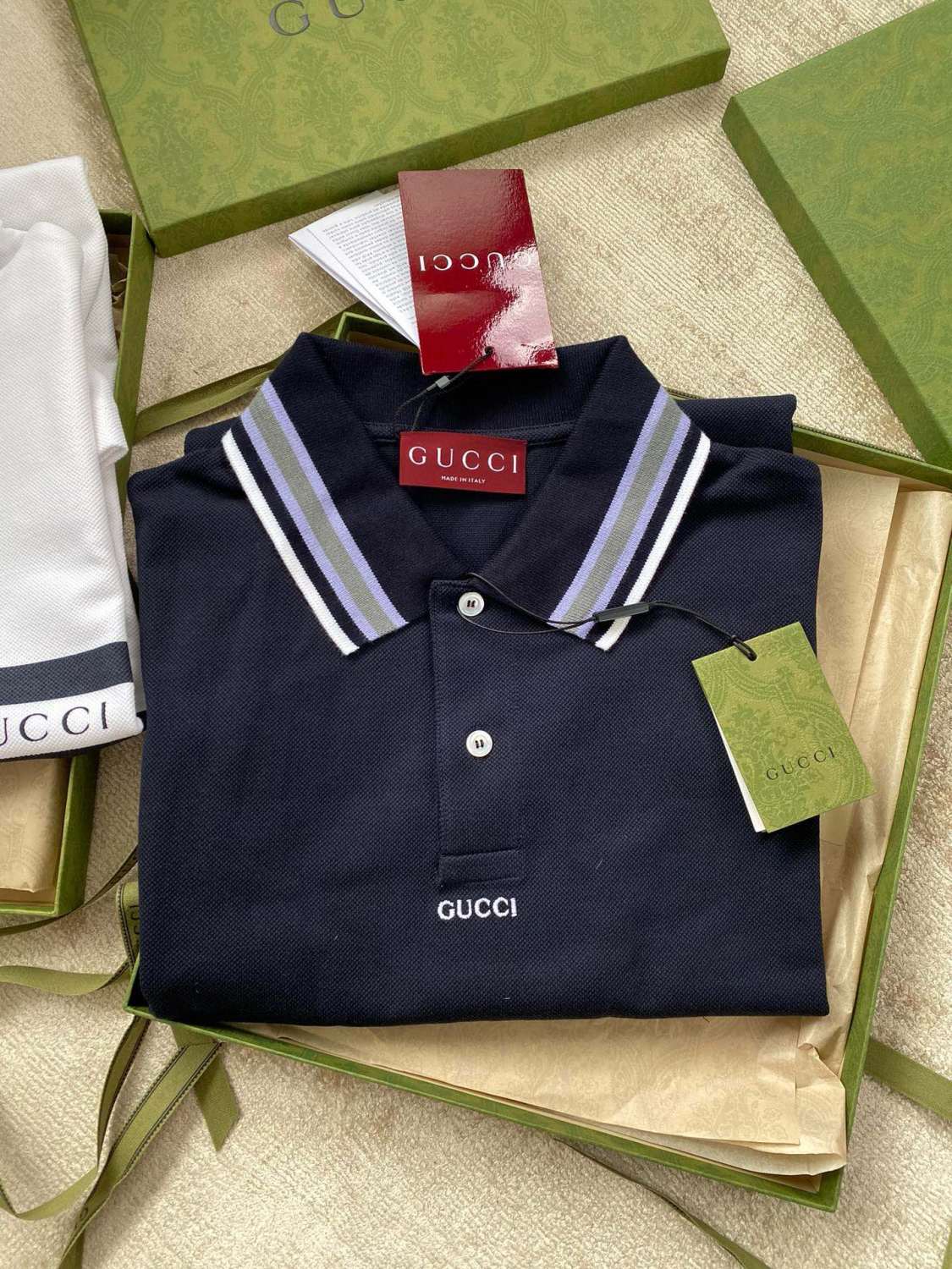 Gucci Men's Summer Letter Stripe Casual Short Sleeve Polo Shirt T-shirt #99599