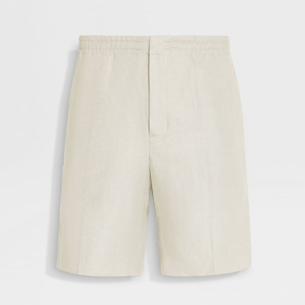Ermenegildo Zegna Men's Summer Mid Waist Straight Solid Color Linen Casual Shorts Ngvp #1234