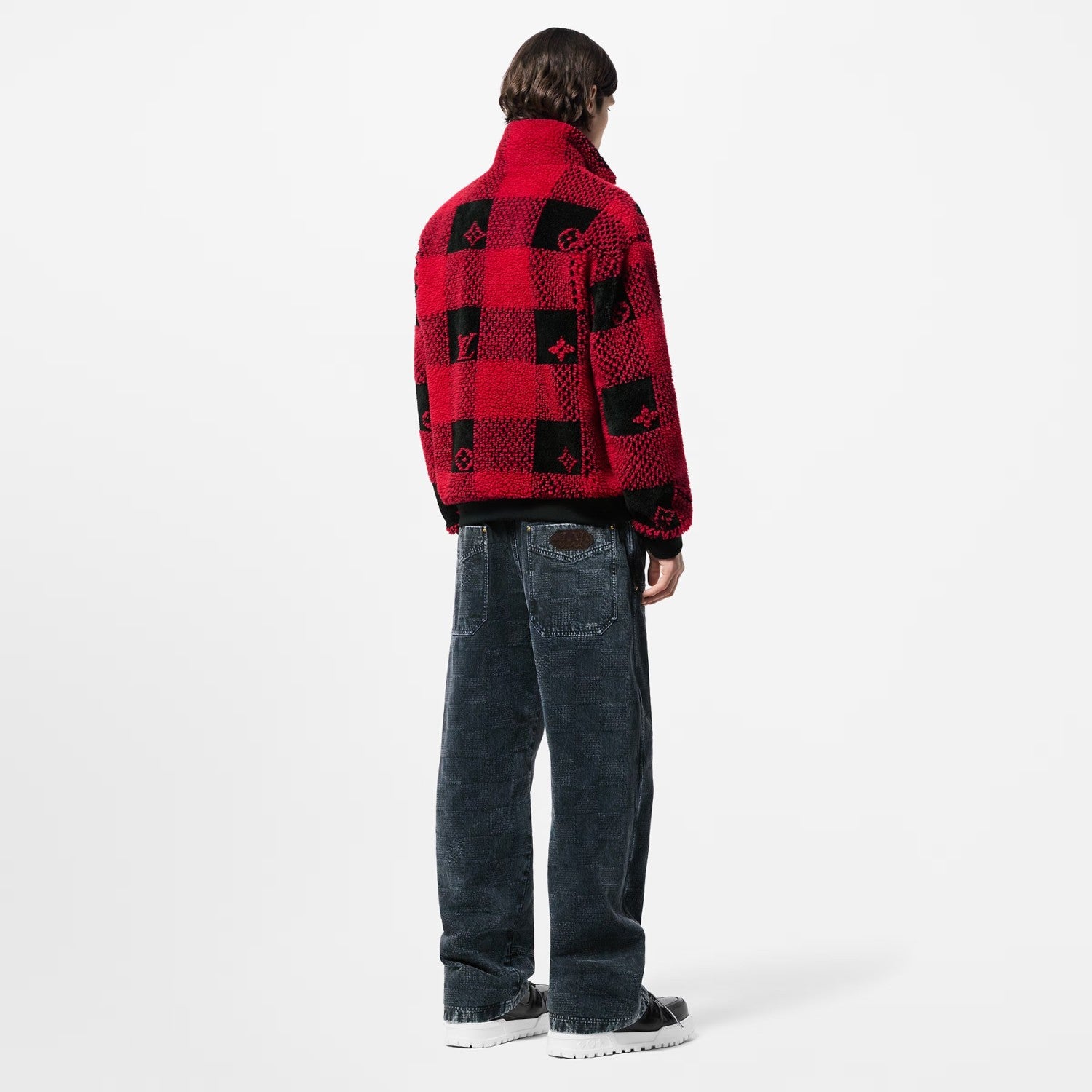 Louis Vuitton Men's Fall And Winter Plaid Lapel Zipper Fitted Damier Suede Drawstring Long Sleeve Waist Jacket #71538