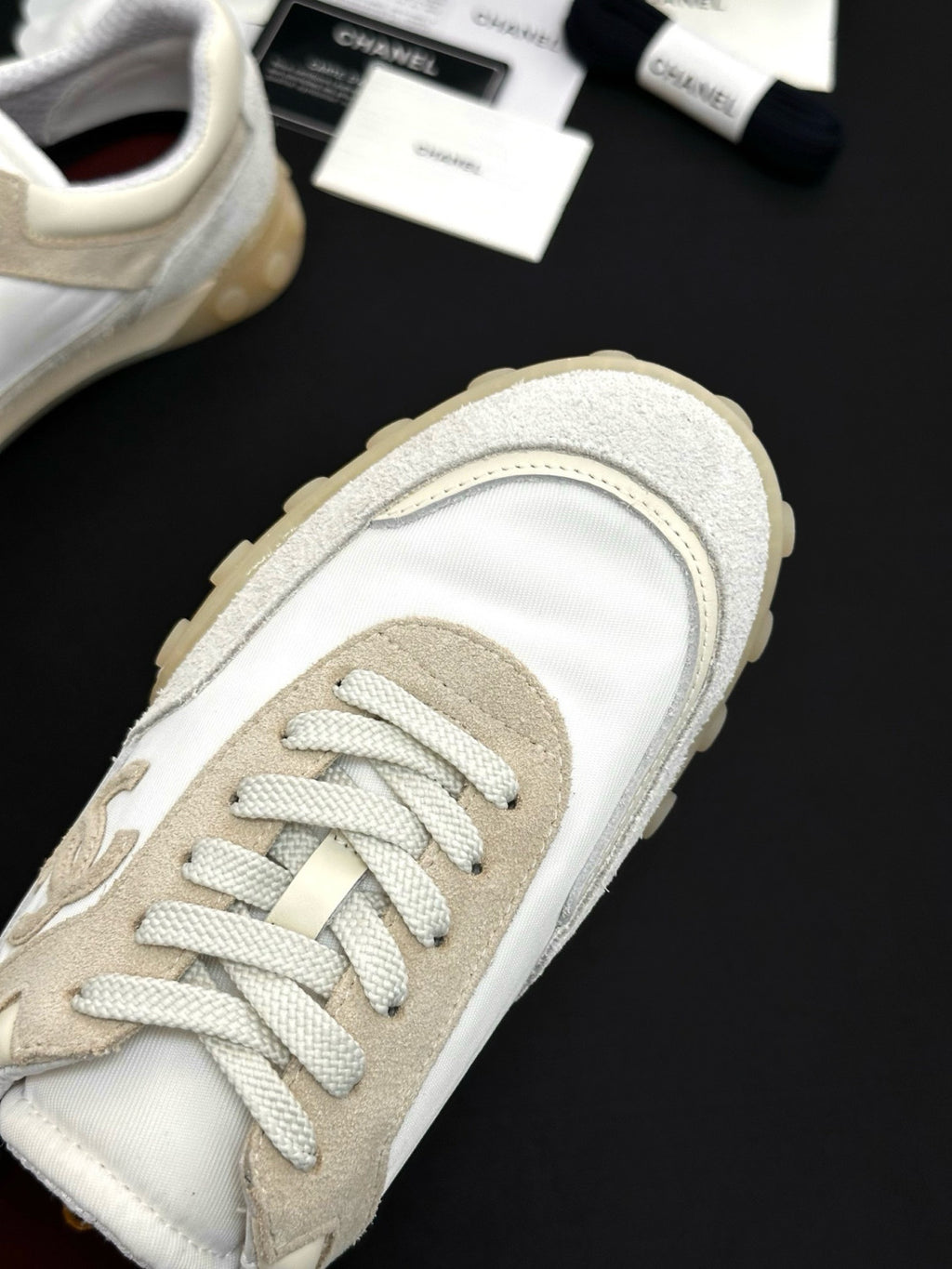 CHANEL Sneakers Mixed Fibers Suede Calfskin Calfskin #380548