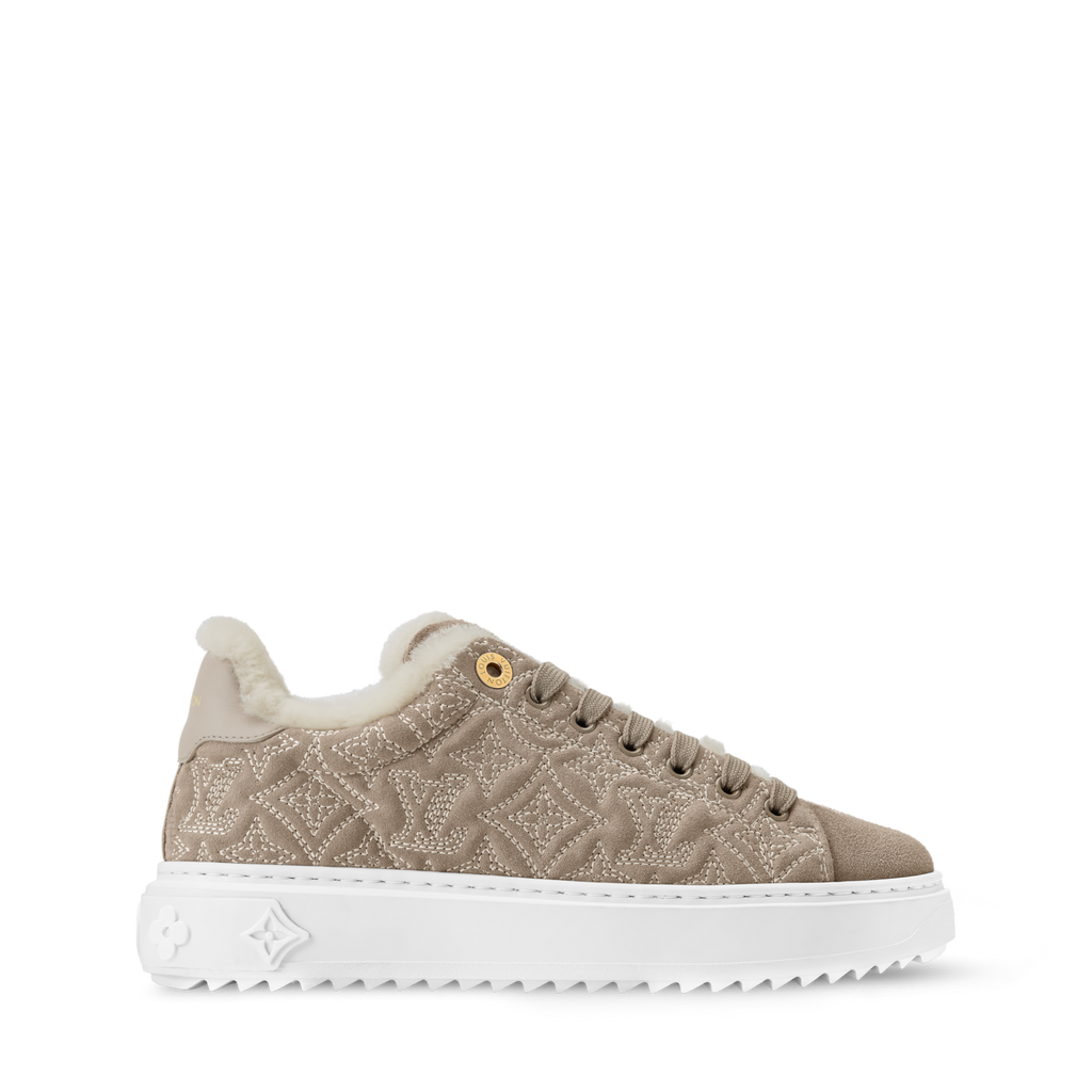 Louis Vuitton Women's Time Out Sneaker Suede Round Toe Lace-up Low-top Sneakers #333372