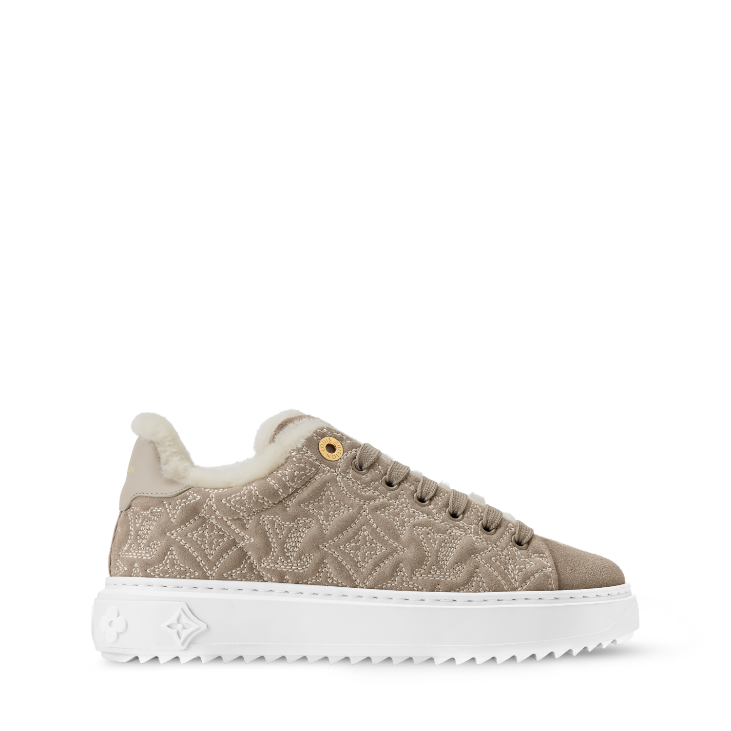 Louis Vuitton Women's Time Out Sneaker Suede Round Toe Lace-up Low-top Sneakers #333372