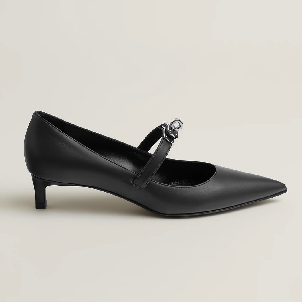 Hermes Women's Kiara 40 Pump Four Seasons Solid Color Pointy Toe Leather Stiletto High Heels Casual Shoes #81322