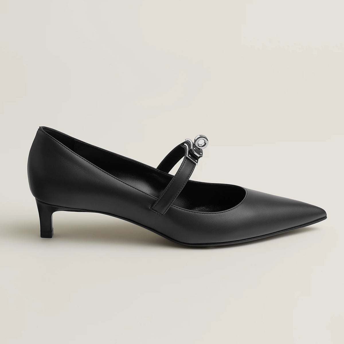 Hermes Women's Kiara 40 Pump Four Seasons Solid Color Pointy Toe Leather Stiletto High Heels Casual Shoes #81322
