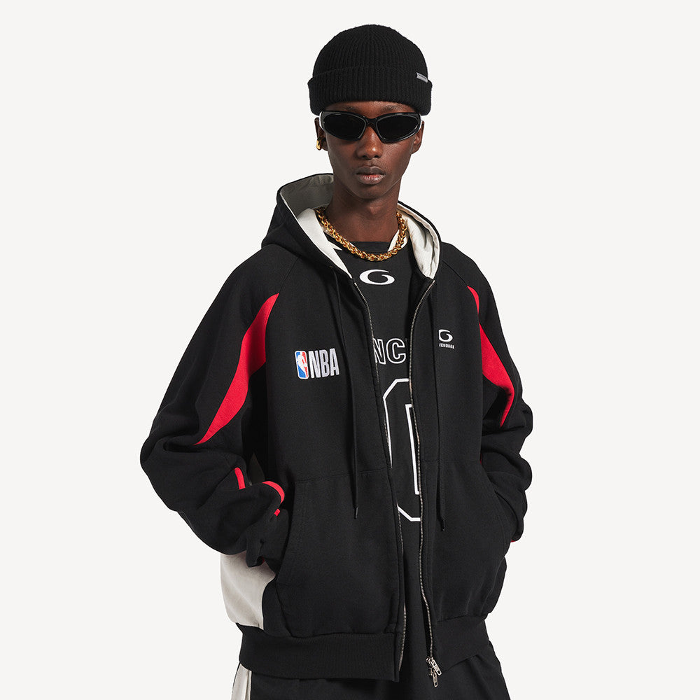 Balenciaga Men's Balenciaga NBA Collaboration Oversized Zip-up Hoodie in Black multicolor #377157