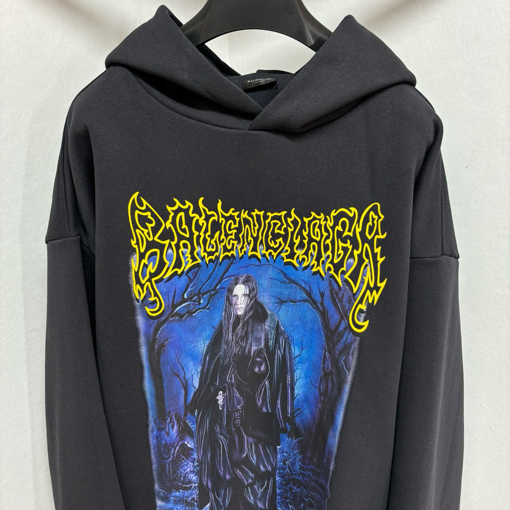 Balenciaga Men's Spring and Autumn Portrait Pattern Printed Solid Color Hooded Long Sleeve Sweatshirt #74957
