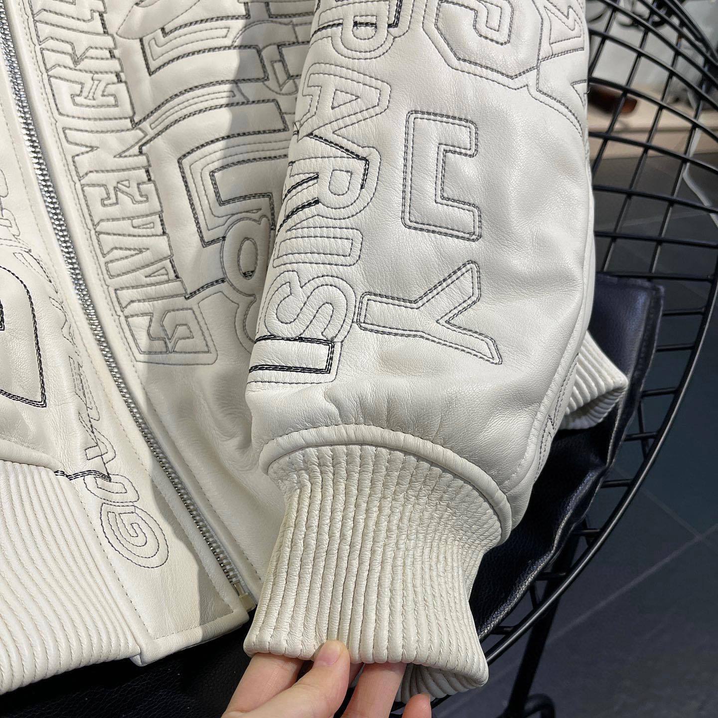 Givenchy Leather Embroidered Logo Bomber Jacket #91388
