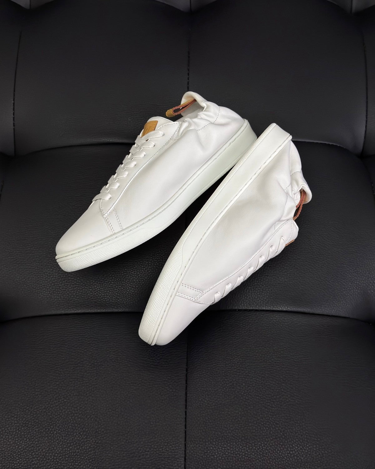Louis Vuitton LV SOFT Men's And  Women's Spring/Fall Fashion Casual Round Toe Lace Up Solid Color Low Top Leather Mesh Fabric Sneakers Shoes #78696
