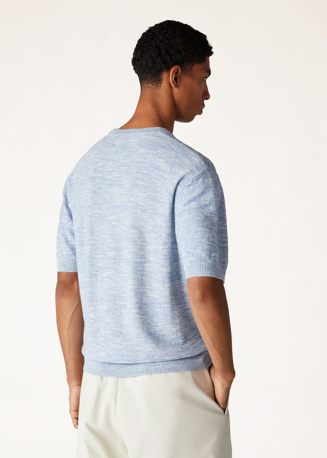 Loro Piana Men's Spring And Autumn Tori Round Neck Casual Linen Silk Knit Short Sleeve Top T-Shirt Ngvp #1774