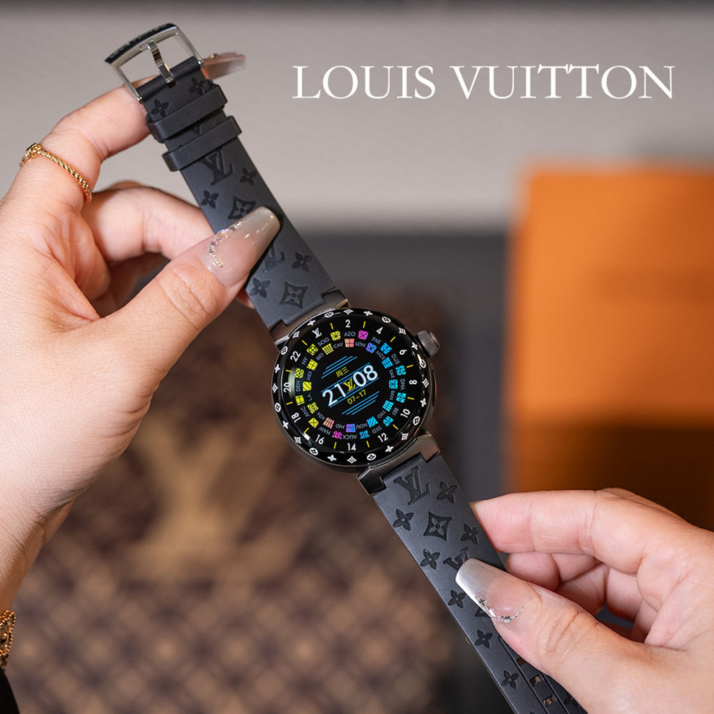 Louis Vuitton Tambour Horizon Light Up Connected Watch Men's Women's Fashion Accessories Diameter 44mm1.2 Inch Round Amoled Full Touch Screen Resolution 390*390 Sensor Actuator Life Waterproof Smart Watch #81447