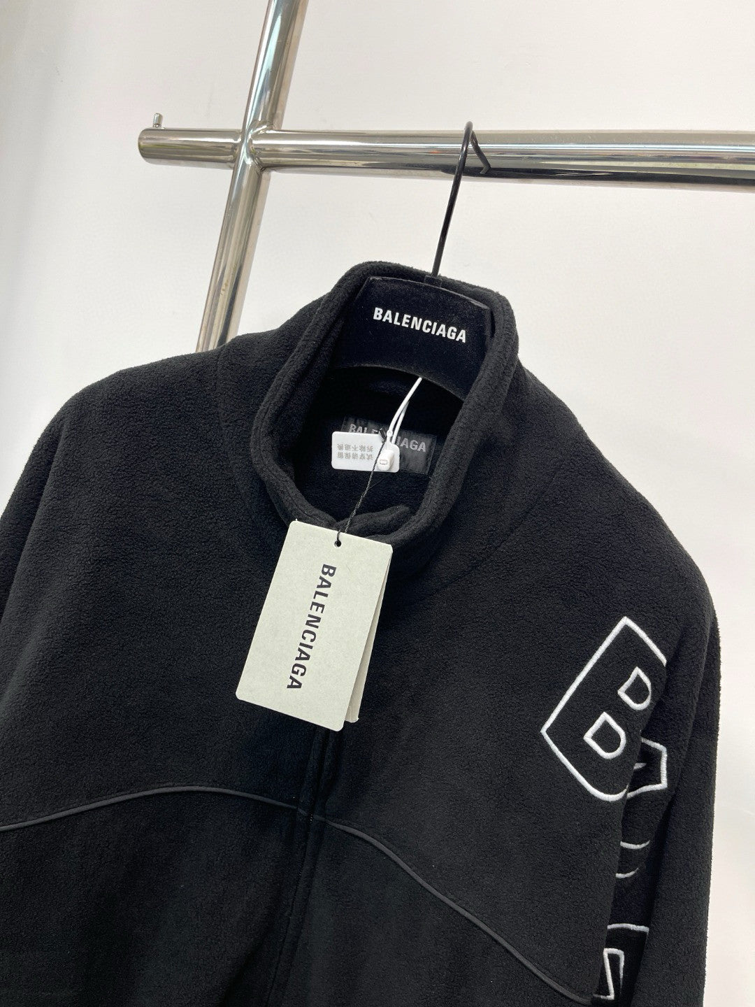 Balenciaga Men's Women's Fall Logo Printed Black Standing Collar Zipper Long Sleeve Loose Outline Tracksuit Jacket Casual Trousers #98346