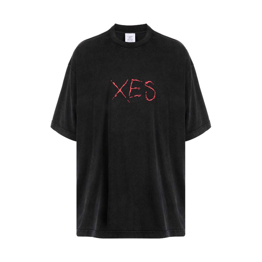Vetements Men's Summer Letter Printed Cotton Round Neck Straight Short Sleeve Black T-Shirt #71615