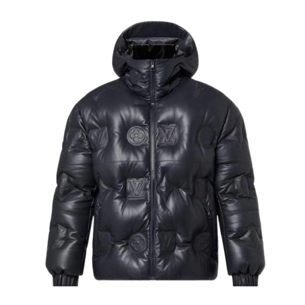 Louis Vuitton Men's Autumn and Winter Solid Color Embossed Printed Hooded Zipper Long Sleeve Puffer Down Jacket #75245