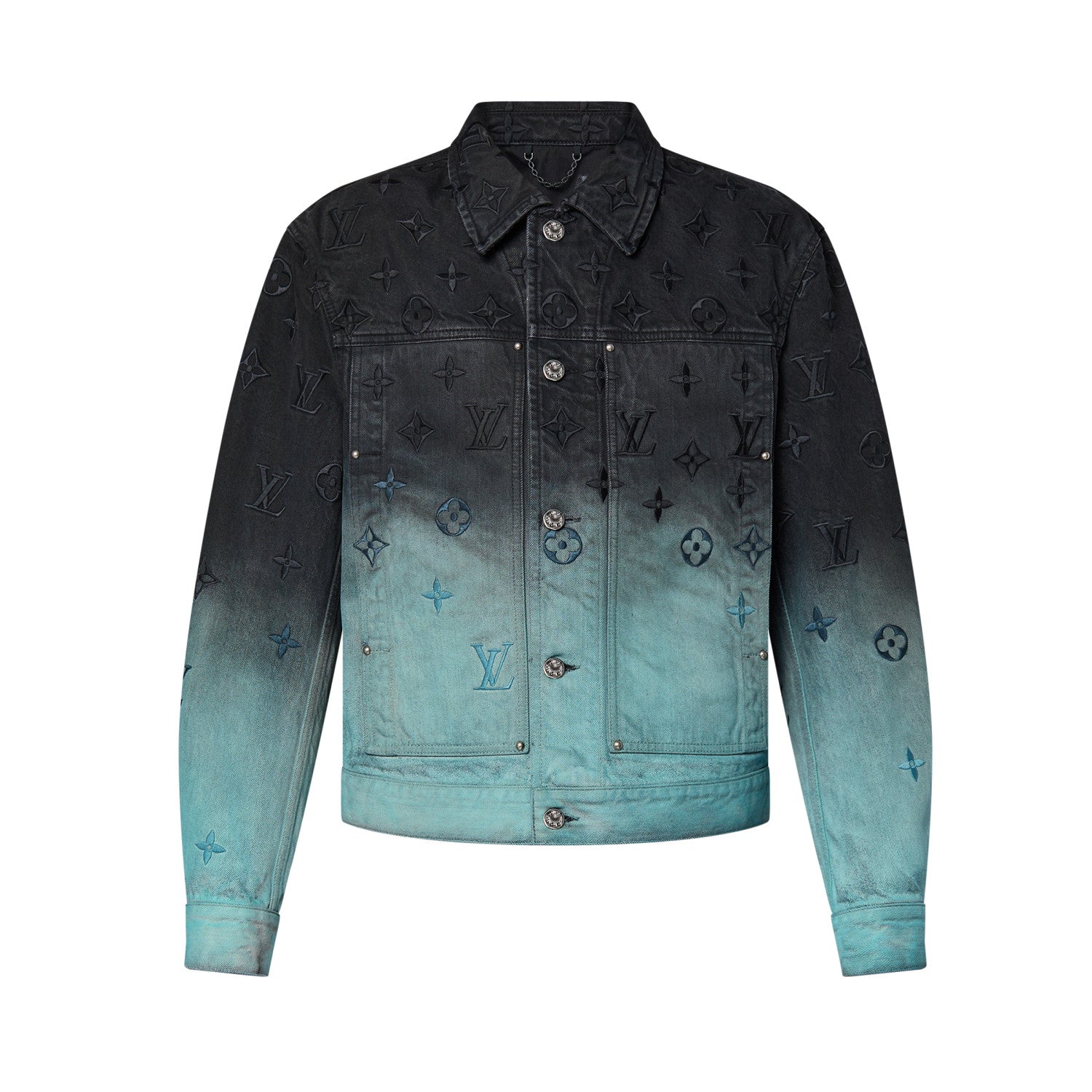 Louis Vuitton Men's Spring/summer Tie-dye Embroidery Gradient Denim Suit Lapel Jacket Straight Leg Pants Set  #72323