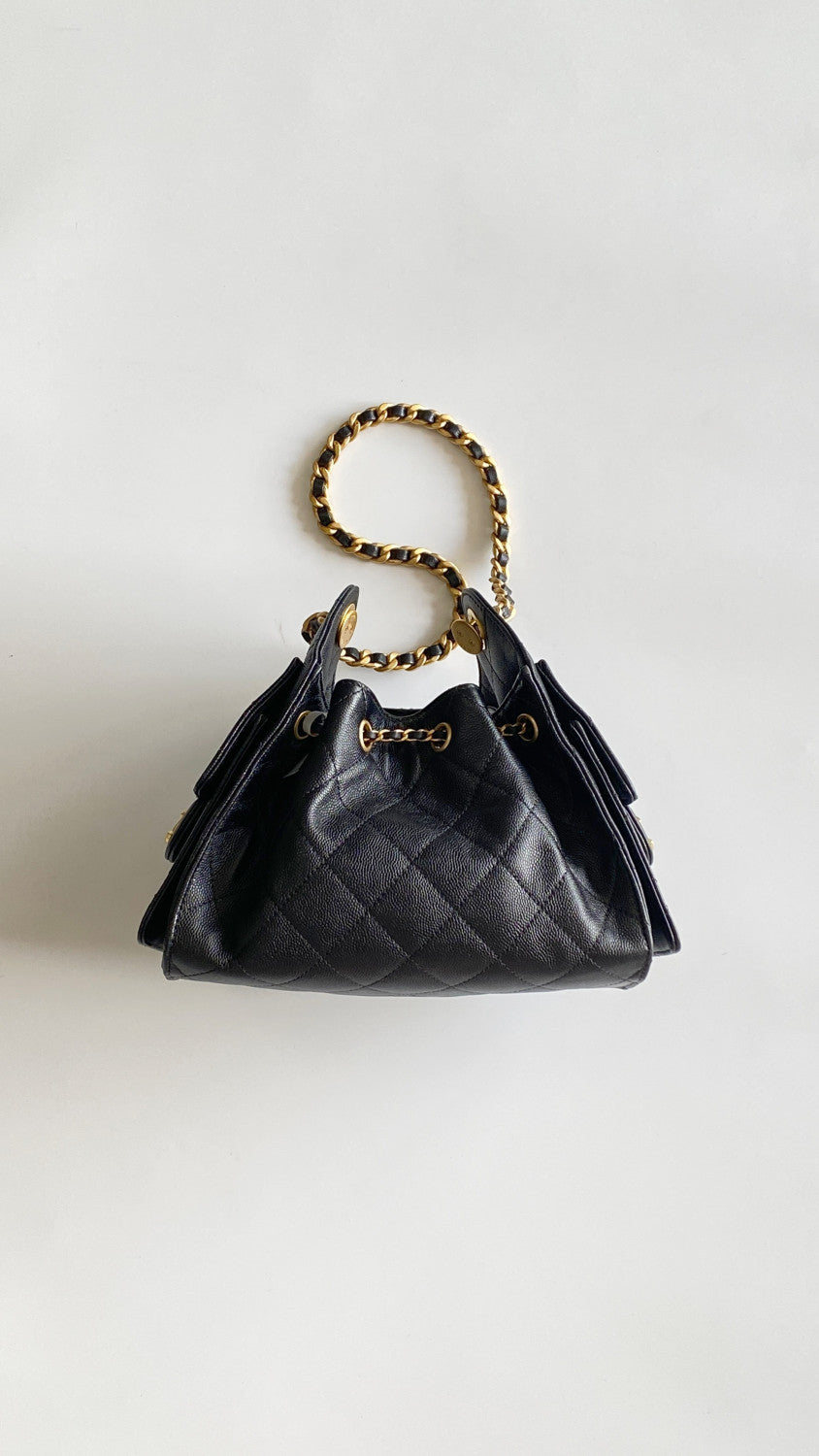 Chanel 25 Women's Mini Handbag Metallic Grained Embossed Calfskin And Silver Metal Silver #332929