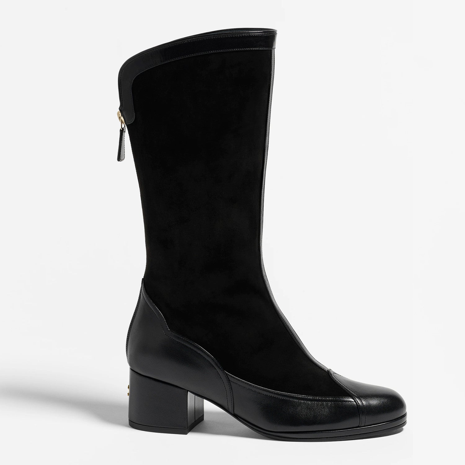 Chanel Women's Spring And Summer High Luxury Colorblocking Suede Short Boots Fashion Exquisite Black Temperament With Heels  Shoes Ngvp #2476