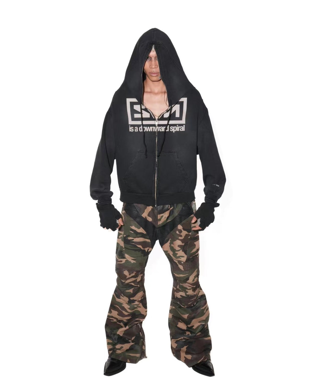 GRAILZ Men's Spring And Autumn 2-in-1 Gloves with Shoulder Zipper Letter Print Hoodie Sweatshirt Long Sleeve Jacket Ngvp #1858