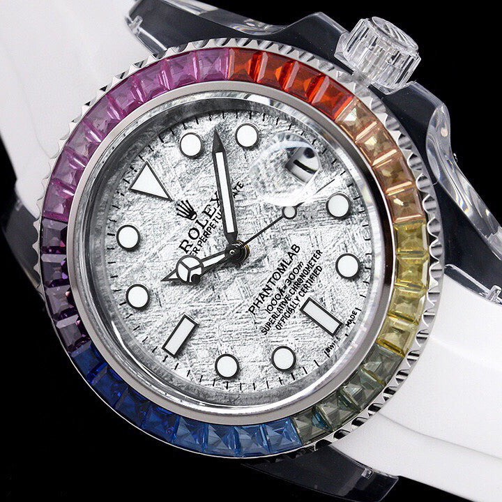 Rolex glass crystal series white tape plus transparent tape blue luminous watch accessories jewelry #82249