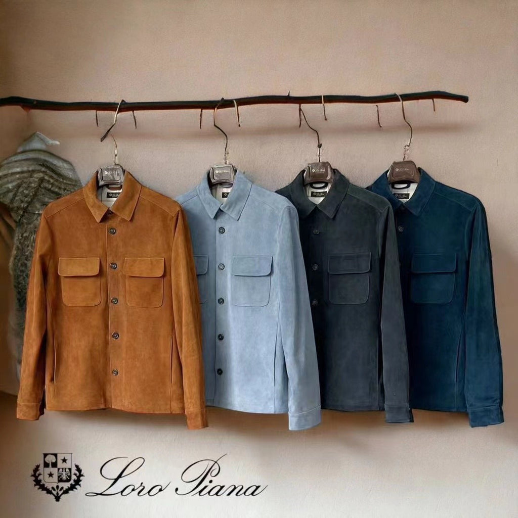 Loro Piana Men's Spring And Fall Fashion Lapel Suede Single-breasted Casual Temperament British Work Wind Jacket Ngvp #7928