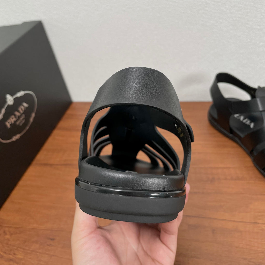 Prada Triangle Logo Cage Fisherman Sandals #383743