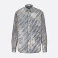 Dior Men's Autumn And Winter Grey Logo Full Print Old Single-Breasted Long-Sleeved Shirt #72813