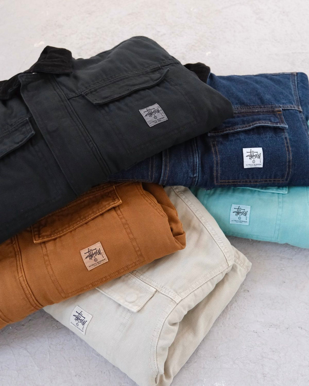 Stussy Men's Autumn and Winter Solid Color Pocket Zipper Warm Workwear Long Sleeve Jacket #73616