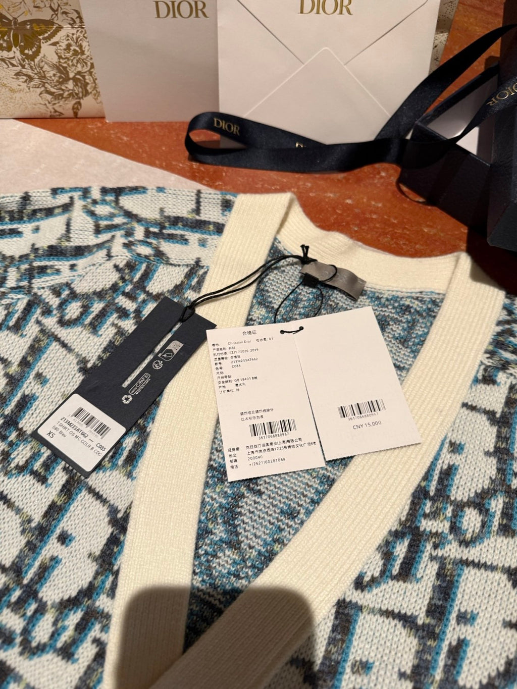 Dior Men's And Women's Spring/summer Fashion Casual Sheep Wool Jacquard Fabric Oblique Print Single Breasted V-neck Long Sleeved Sweater Knitted Cardigan #78296