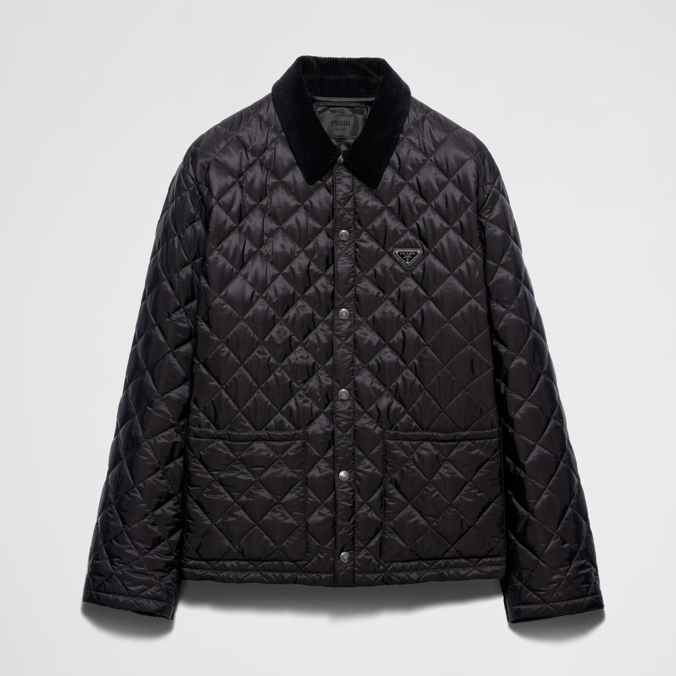Prada Men's Autumn and Winter Solid Color Nylon Quilted Single Breasted Long Sleeve Puffer Down Jacket #73918