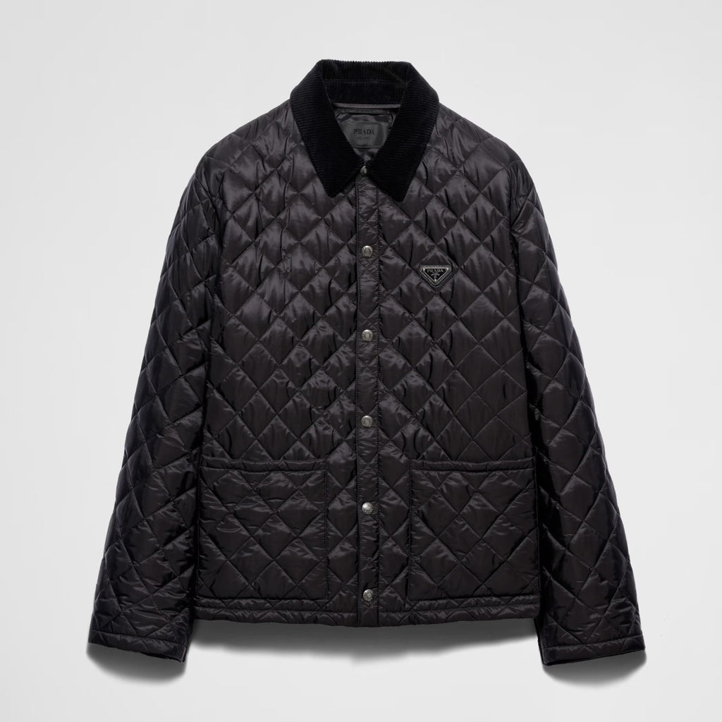 Prada Men's Autumn and Winter Solid Color Nylon Quilted Single Breasted Long Sleeve Puffer Down Jacket #73918