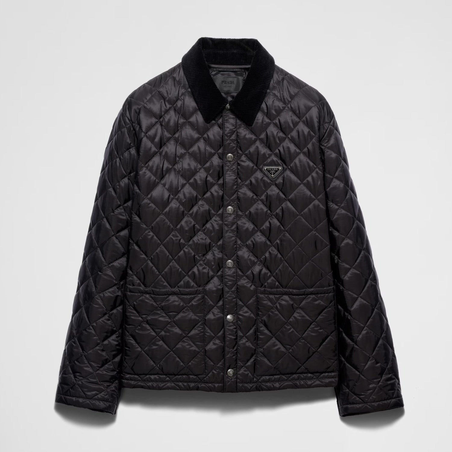 Prada Men's Autumn and Winter Solid Color Nylon Quilted Single Breasted Long Sleeve Puffer Down Jacket #73918