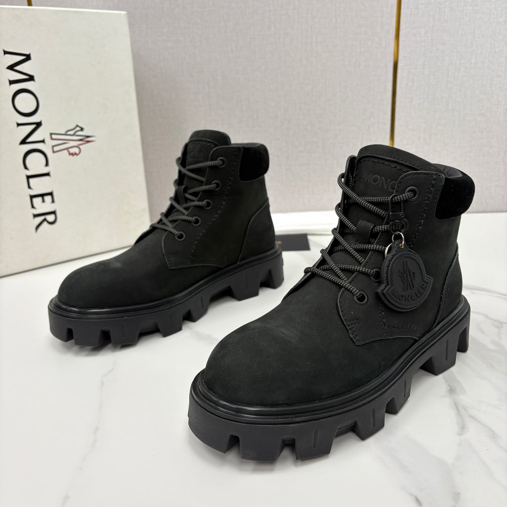 Moncler Black Peak City Nubuck Suede Lace-Up Boots #336113