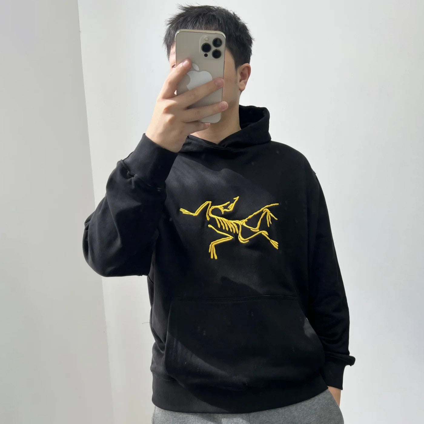 Arcteryx Men's and Women's Autumn Clashing Logo Printed Solid Color Loose Hooded Sweatshirt Pullover #97948