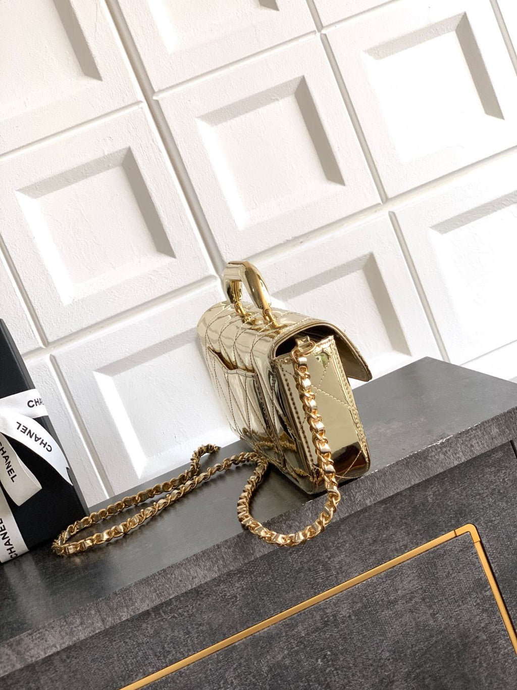 Chanel 25K Women's Classic Lattice Chain Shoulder Crossbody Bag Baguette Bag Calfskin Handbag #332609