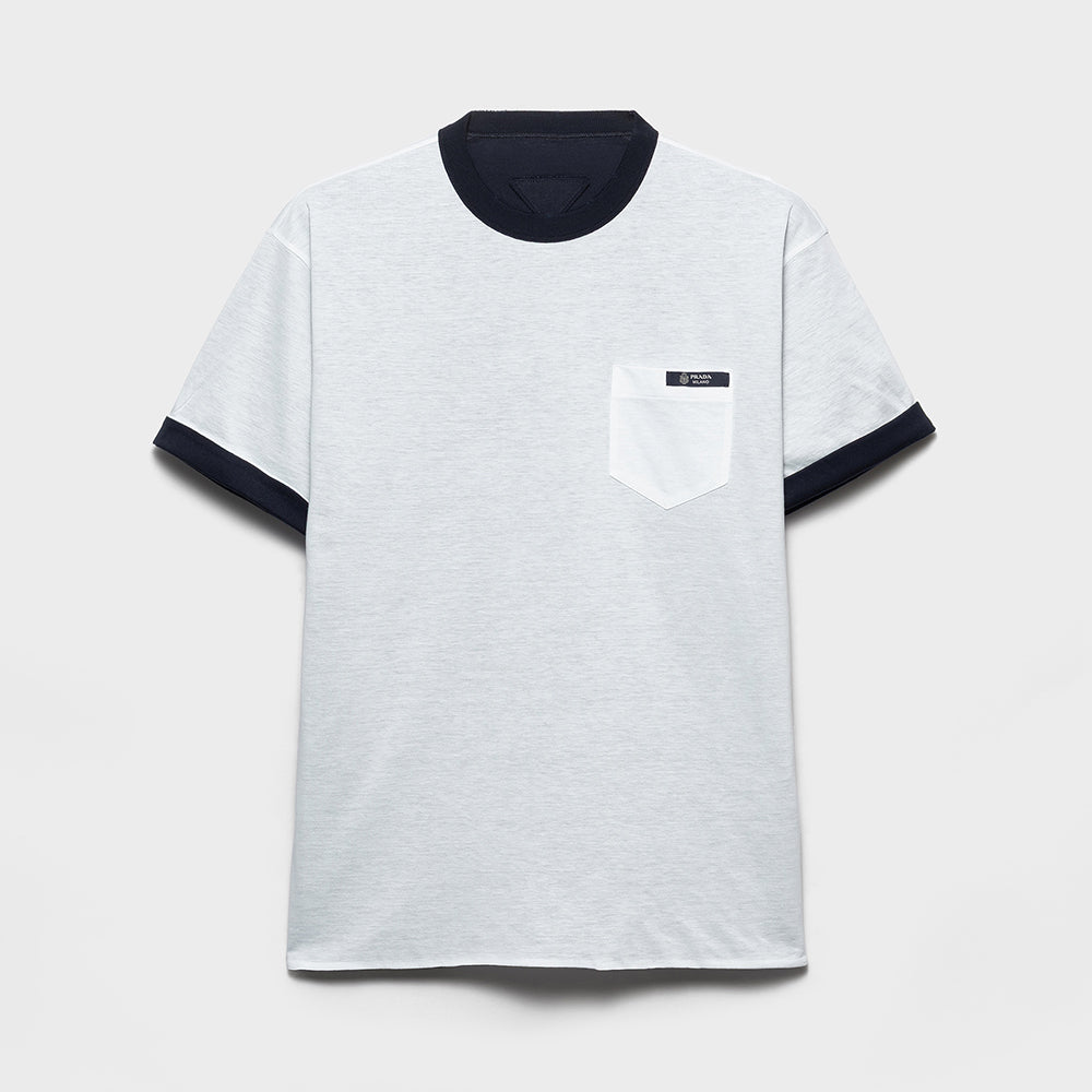 Prada White navy Blue Reversible Cotton T-shirt #336788