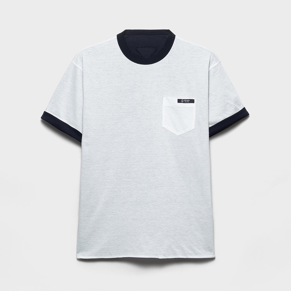 Prada White navy Blue Reversible Cotton T-shirt #336788