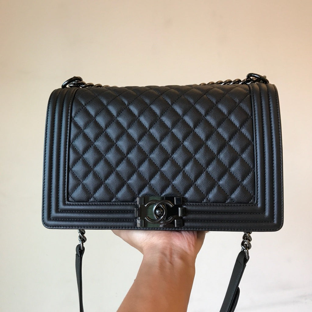 Chanel LeBoy Chanel Bag Calfskin Ruthenium Plated Metal #333120
