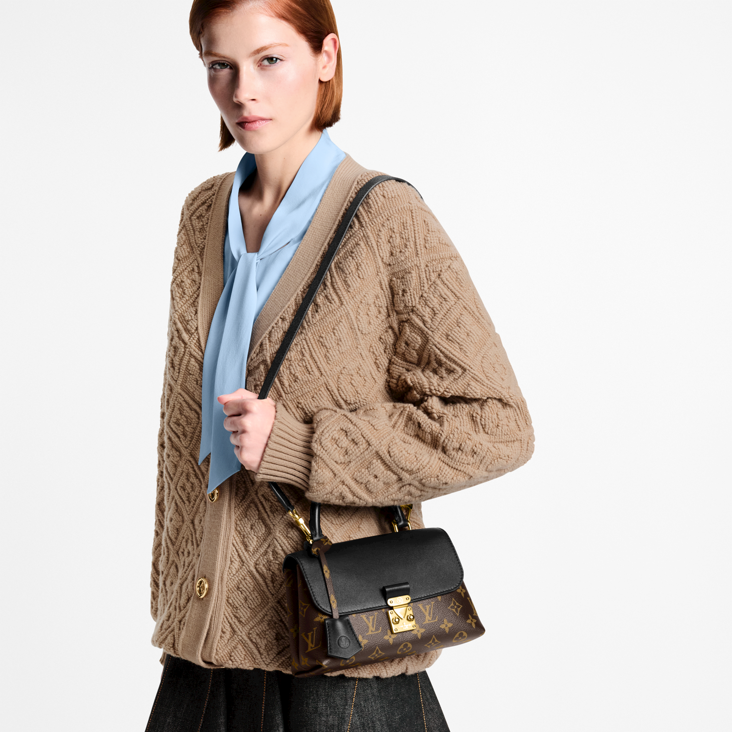 Louis Vuitton LV Women's Madeleine BB Brown Monogram Leather Mix Tote Shoulder Crossbody Bag â€?Fashionable Retro Mini Bag Bags M27511 #82887A