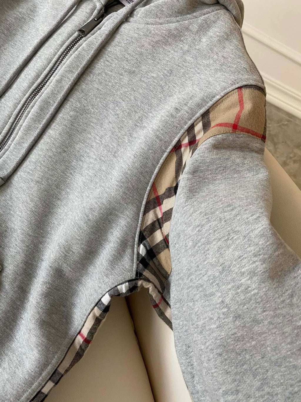 Burberry Zip Sport Hooded Sweatshirt Grey #96111