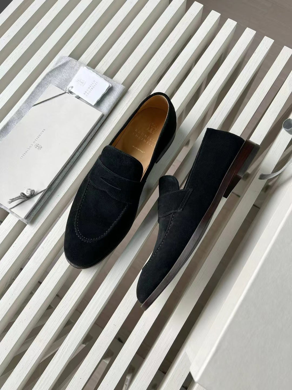 Brunello Cucinelli Men's Fall And Winter Suede Lefebvre Shoes Fashion Trend Business Casual One Foot Stirrup Lefebvre Shoes Temperament Driving Shoes Ngvp #2623