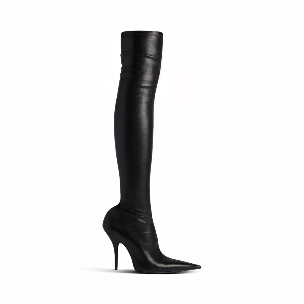 Balenciaga Women's Spring Summer Autumn AVENUE110mm Boots Solid Color Stretch Napa Sheepskin Boots Leather Pointed Toe Fine Heel Boots Casual Shoes Ngvp #2114