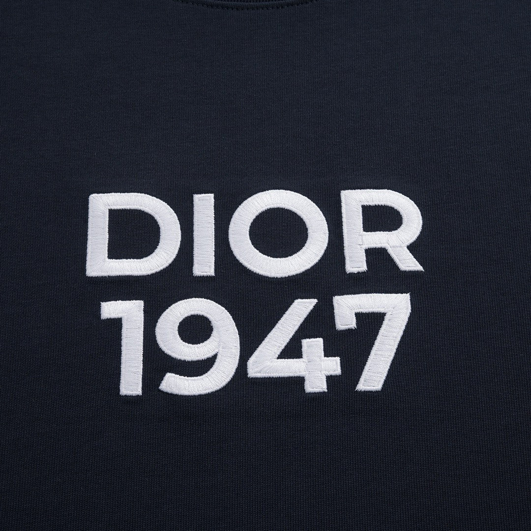 Dior Men's Summer Embroidered Logo Solid Color Round Neck Cotton Short Sleeve T-Shirt #97978