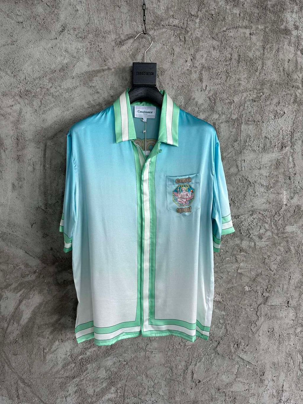 Casablanca Men's Summer Gradient Color Printed Single-Breasted Short-Sleeved Shirt and Casual Shorts Set Suit #77741
